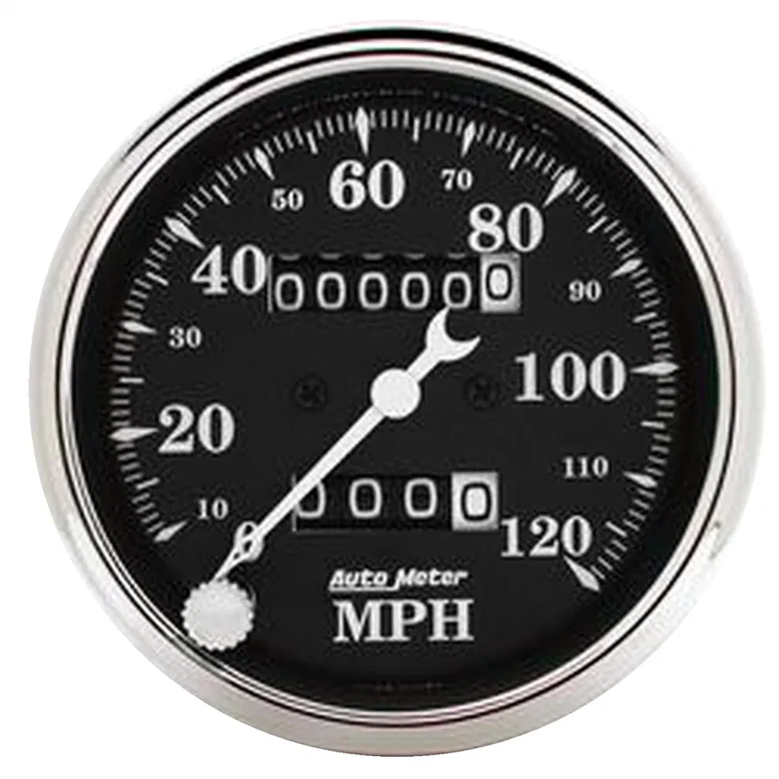 GAUGE; SPEEDO.; 3 1/8in.; 120MPH; MECHANICAL; OLD TYME BLK