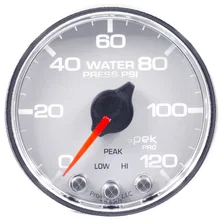 GAUGE; WATER PRESS; 2 1/16in.; 120PSI; STEPPER MOTOR W/PEAK/WARN; WHT/CHRM; SPEK image 2