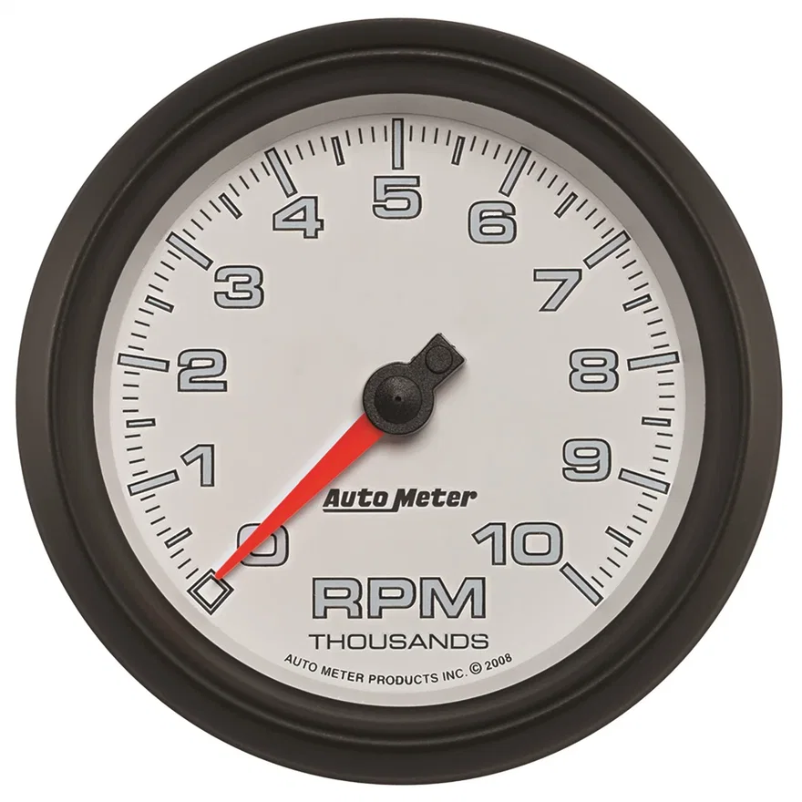 GAUGE; TACHOMETER; 3 3/8in.; 10K RPM; WHITE; PRO-CYCLE