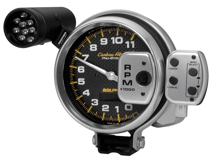 GAUGE; TACH; 5in.; 11K RPM; PRO-STOCK PEDESTAL W/SUPER LITE/PK MEM; CARBON FIBR
