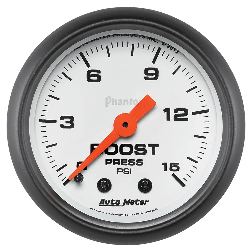 GAUGE; BOOST; 2 1/16in.; 15PSI; MECHANICAL; PHANTOM