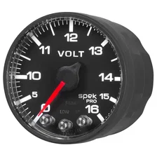 GAUGE; VOLTMETER; 2 1/16in.; 16V; STEPPER MOTOR W/PEAK/WARN; BLK/BLK; SPEK-PRO image 3