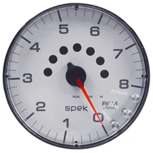 GAUGE; TACHOMETER; 5in.; 8K RPM; W/SHIFT LIGHT/PEAK MEM; WHITE/CHROME; SPEK-PRO image 1
