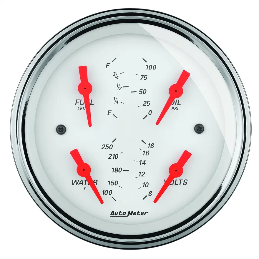 GAUGE; QUAD; 5in.; 0OE-90OF; ELEC; ARCTIC WHITE