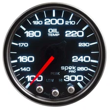 GAUGE; OIL TEMP; 2 1/16in.; 300deg.F; STEPPER MOTOR W/PEAK/WARN; BLK/SMKE/BLK; S image 2