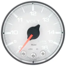 GAUGE; VOLTMETER; 2 1/16in.; 16V; STEPPER MOTOR W/PEAK/WARN; WHT/BLK; SPEK-PRO image 2