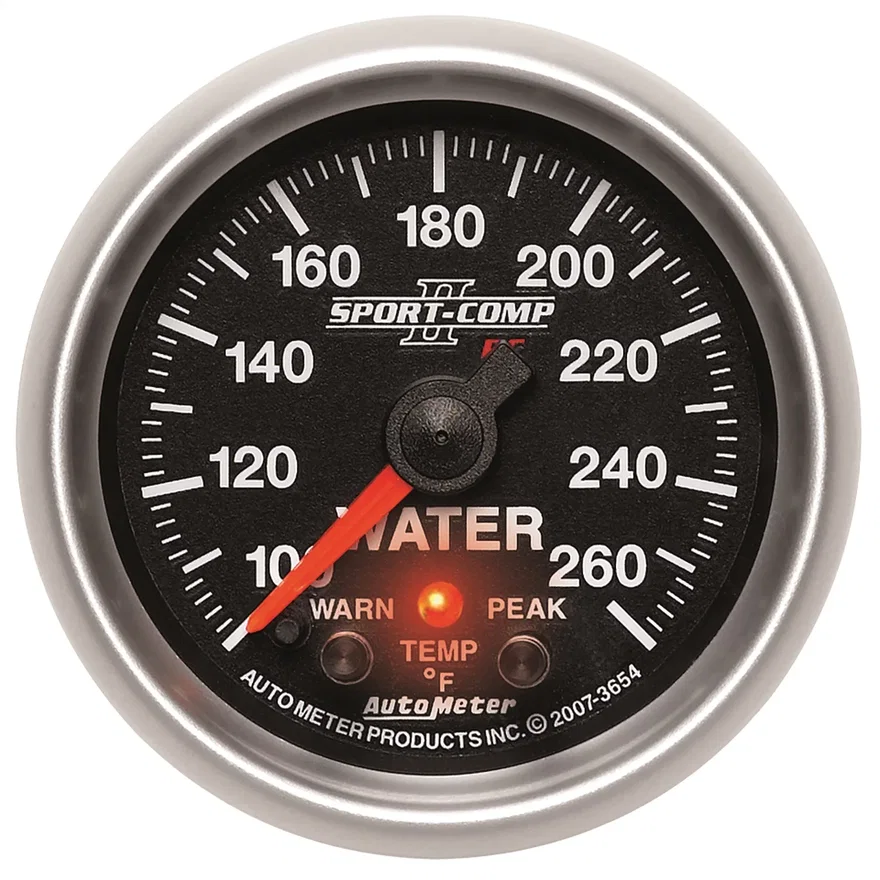 GAUGE; WATER TEMP; 2 1/16in.; 100-260deg.F; STEPPER MOTOR W/PEAK/WRN; SPORT-COMP