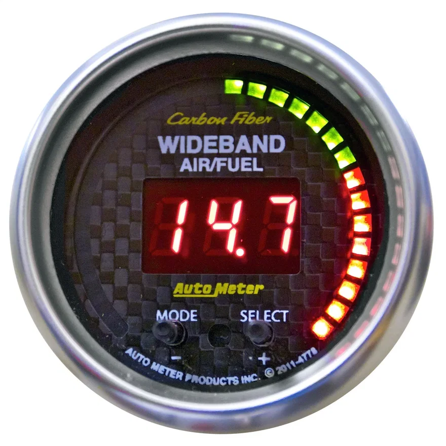 GAUGE; AIR/FUEL RATIO-PRO; 2 1/16in.; 10:1-20:1; DIGITAL W/PK/WRN; CARBON FIBER