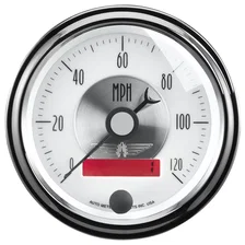 GAUGE; SPEEDO; 3 3/8in.; 120MPH; ELEC. PROGRAM W/LCD ODO; PRESTIGE PEARL image 1