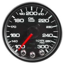 GAUGE; OIL TEMP; 2 1/16in.; 300deg.F; STEPPER MOTOR W/PEAK/WARN; BLK/BLK; SPEK-P image 2