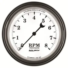 GAUGE; TACHOMETER; 3 3/8in.; 8K RPM; IN-DASH; OLD TYME WHITE II image 4