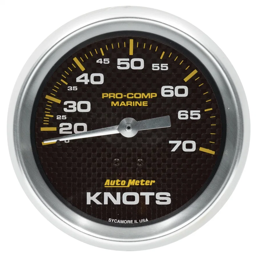 GAUGE; SPEEDOMETER; 3 3/8in.; 70 KNOTS; MECHANICAL; MARINE CARBON FIBER