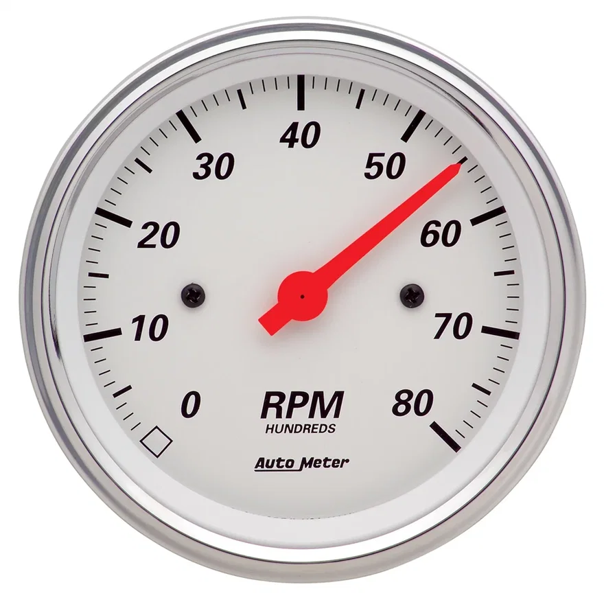 GAUGE; TACHOMETER; 3 3/8in.; 8K RPM; IN-DASH; ARCTIC WHITE