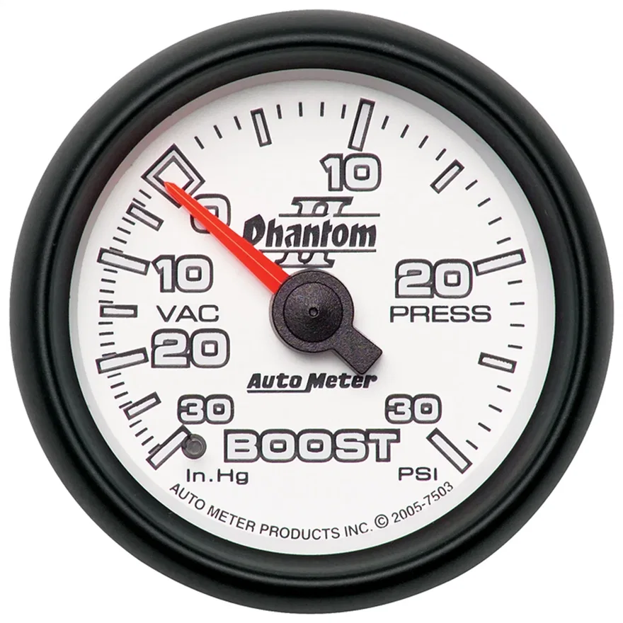 GAUGE; VAC/BOOST; 2 1/16in.; 30INHG-30PSI; MECHANICAL; PHANTOM II