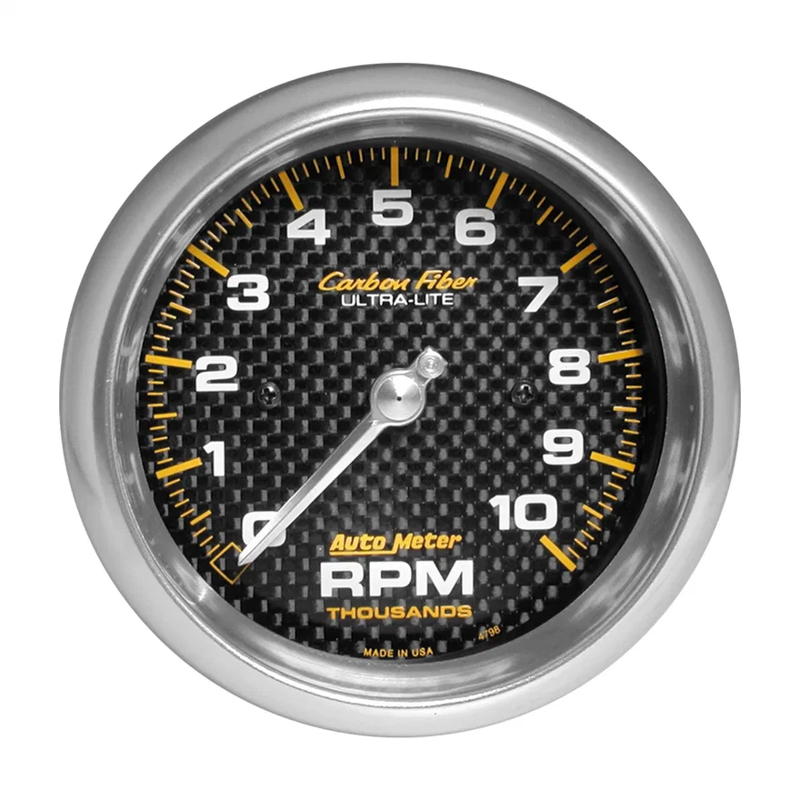 GAUGE; TACHOMETER; 3 3/8in.; 10K RPM; IN-DASH; CARBON FIBER