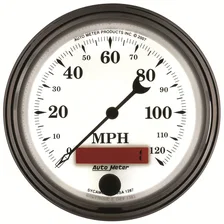 GAUGE; SPEEDOMETER; 3 3/8in.; 120MPH; ELEC. PROG. W/LCD ODO; OLD TYME WHT II image 4