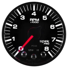 GAUGE; TACH; 2 1/16in.; 8K RPM; W/SHIFT LIGHT/PEAK MEM; BLK/BLK; SPEK-PRO image 5