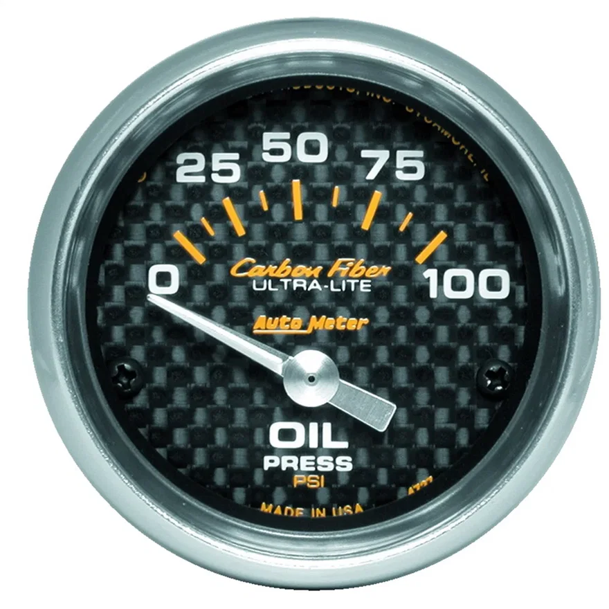 GAUGE; OIL PRESSURE; 2 1/16in.; 100PSI; ELECTRIC; CARBON FIBER