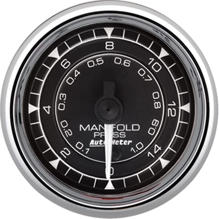 GAUGE; MANIFOLD PRESSURE; 2 1/16in.; 15PSI; DIGITAL STEPPER MOTOR; CHRONO CHROME