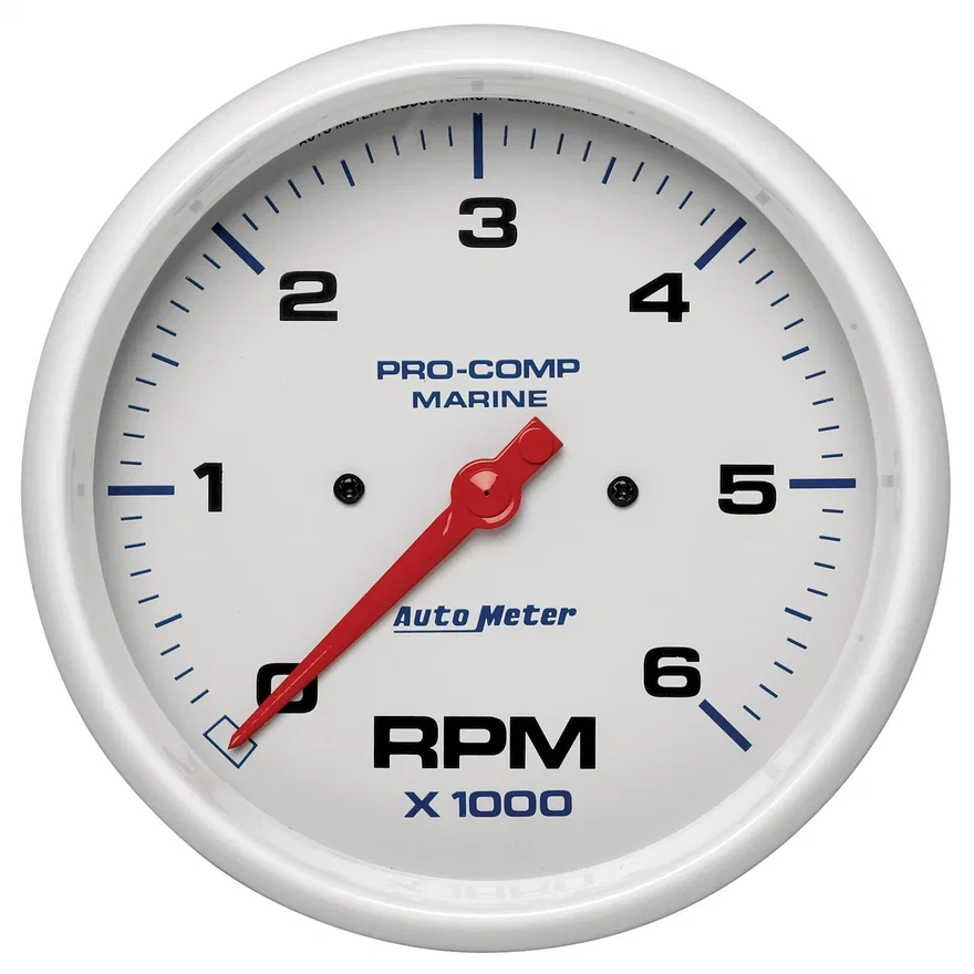 GAUGE; TACHOMETER; 5in.; 6K RPM; MARINE WHITE