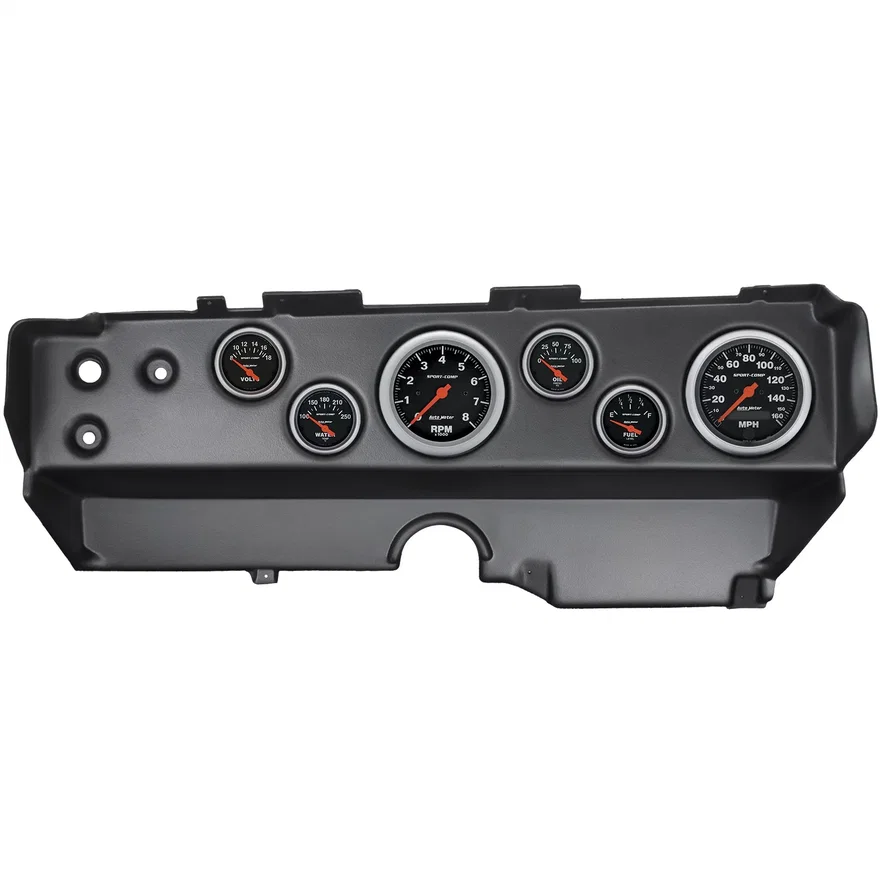 DIRECT FIT DASH KIT; EBODY/CUDA/CHALLENGER 70-74; TACH/MPH/FUEL/OILP/WTMP/VOLT;