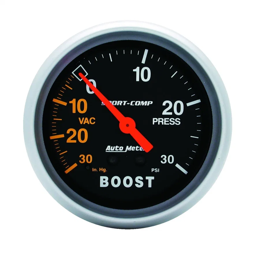 GAUGE; VAC/BOOST; 2 5/8in.; 30INHG-30PSI; MECHANICAL; SPORT-COMP