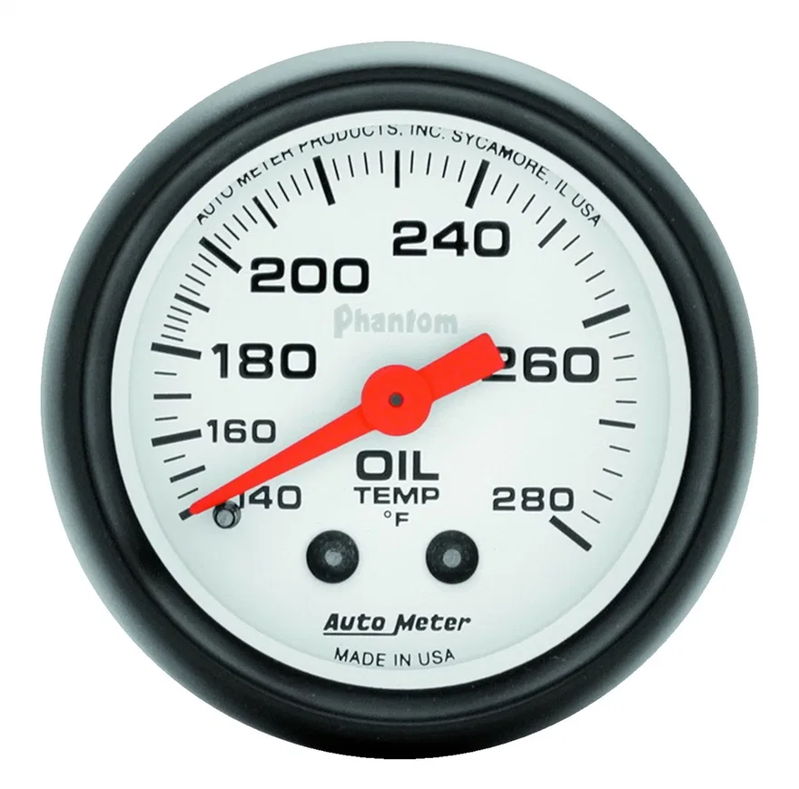 GAUGE; OIL TEMP; 2 1/16in.; 140-280deg.F; MECHANICAL; PHANTOM