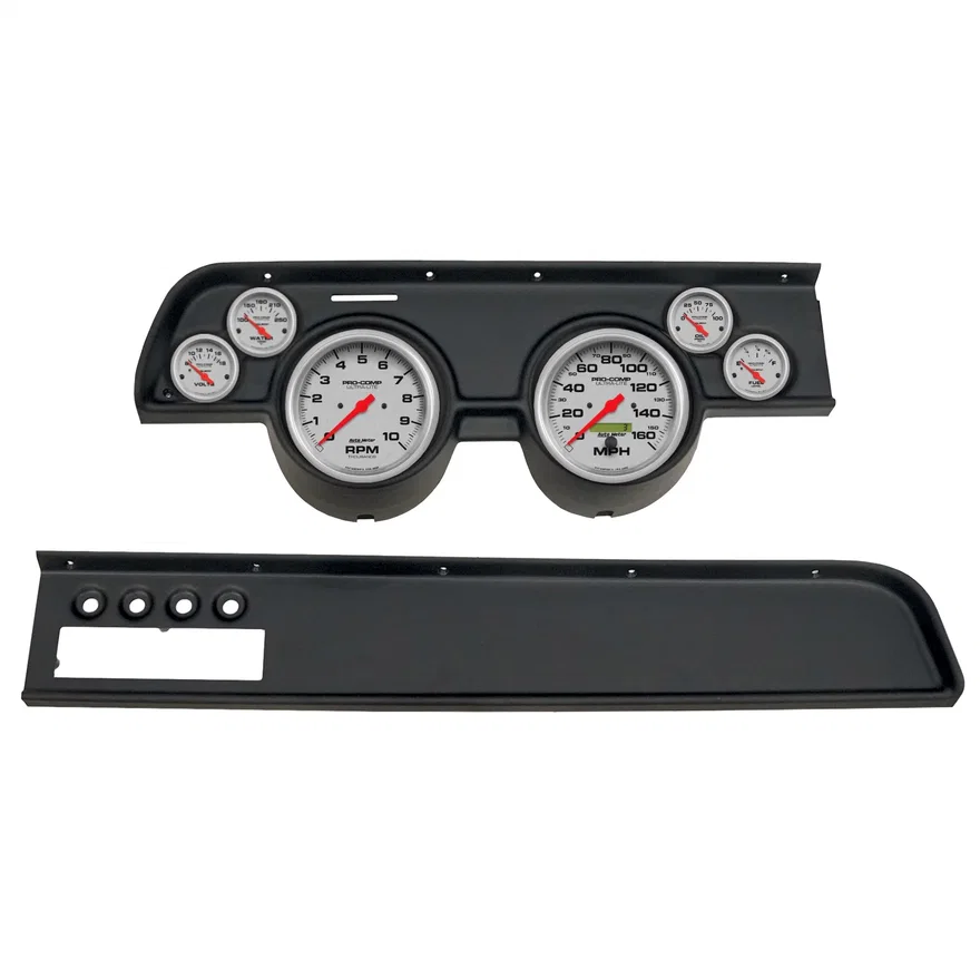 DIRECT FIT DASH KIT; (5in. X2; 2 1/16in. X4); MERC COUGAR AC 67-68; ULTRA-LITE