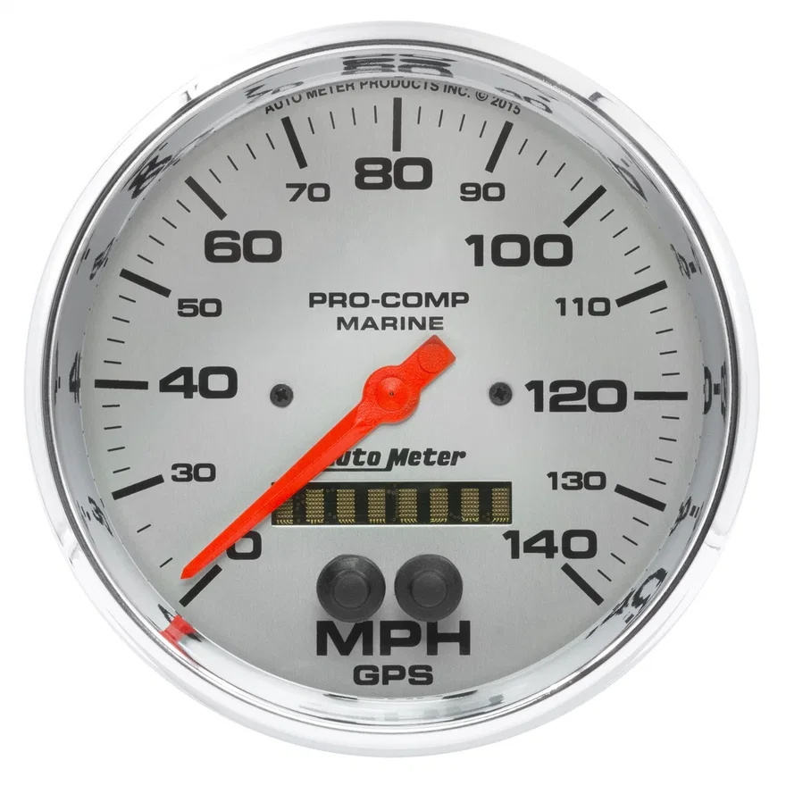 GAUGE; SPEEDOMETER; 5in.; 140MPH; GPS; MARINE CHROME
