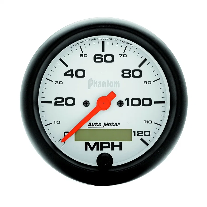 GAUGE; SPEEDO; 3 3/8in.; 120MPH; ELEC. PROGRAM W/LCD ODO; PHANTOM