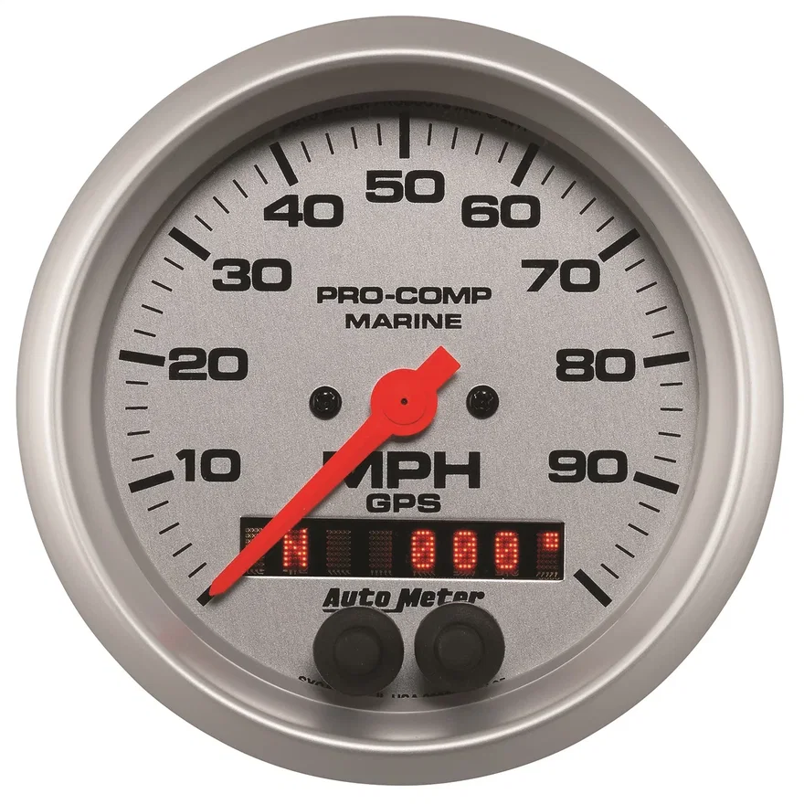 GAUGE; SPEEDOMETER; 3 3/8in.; 100MPH; GPS; MARINE SILVER