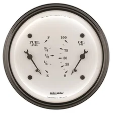 GAUGE; DUAL; FUEL/OILP; 3 3/8in.; 240OE-33OF/100PSI; ELEC; OLD TYME WHT image 2