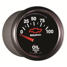 GAUGE; OIL PRESSURE; 2 1/16in.; 100PSI; ELECTRIC; CHEVY RED BOWTIE; BLACK image 4