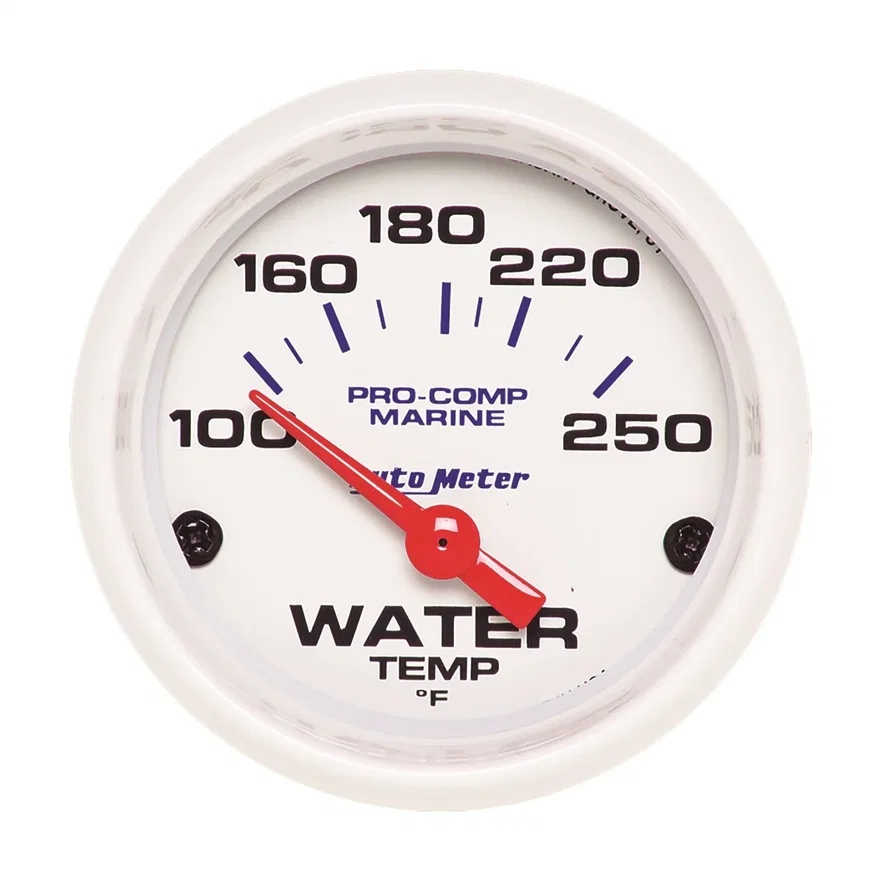 GAUGE; WATER TEMP; 2 1/16in.; 100-250deg.F; ELECTRIC; MARINE WHITE