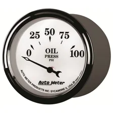 GAUGE; OIL PRESS; 2 1/16in.; 100PSI; ELEC; OLD TYME WHITE II image 3