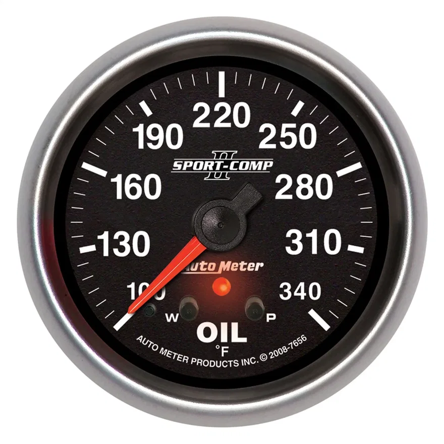 GAUGE; OIL TEMP; 2 5/8in.; 340deg.F; STEPPER MOTOR W/PEAK/WARN; SPORT-COMP II