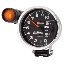 GAUGE; TACH; 5in.; 10K RPM; PEDESTAL W/EXT. SHIFT-LITE/MEM; BLACK; AUTO GAGE image 2