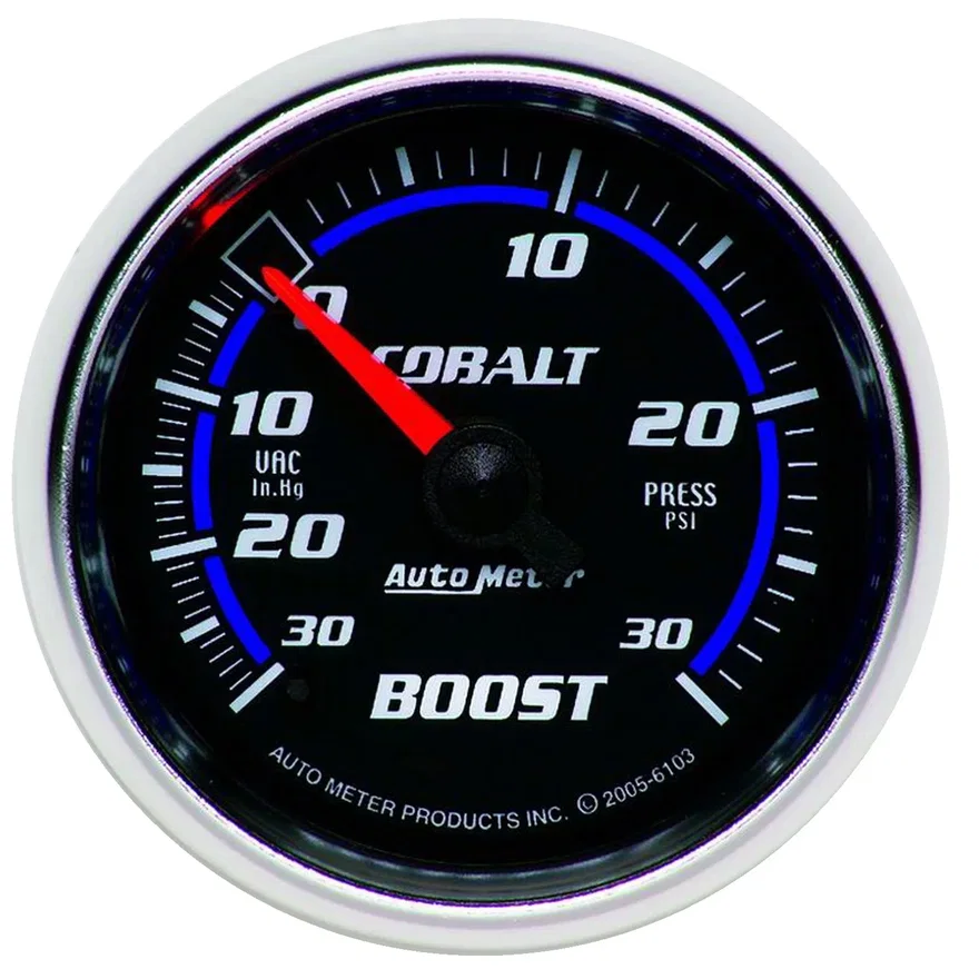 GAUGE; VAC/BOOST; 2 1/16in.; 30INHG-30PSI; MECHANICAL; COBALT
