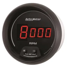 GAUGE; TACH; 3 3/8in.; 10K RPM; IN-DASH; DIGITAL; BLACK DIAL W/RED LED image 2