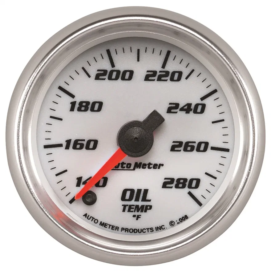 GAUGE; OIL TEMP; 2 1/16in.; 140-280deg.F; DIGITAL STEPPER MOTOR; WHITE; PRO-CYCL