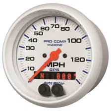 GAUGE; SPEEDOMETER; 3 3/8in.; 140MPH; GPS; MARINE WHITE image 2