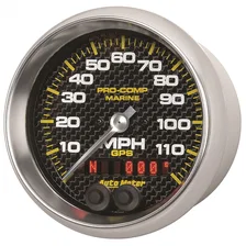 GAUGE; SPEEDOMETER; 3 3/8in.; 120MPH; GPS; MARINE CARBON FIBER image 2