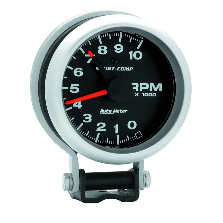 GAUGE; TACHOMETER; 3 3/4in.; 10K RPM; PEDESTAL W/RED LINE; SPORT-COMP