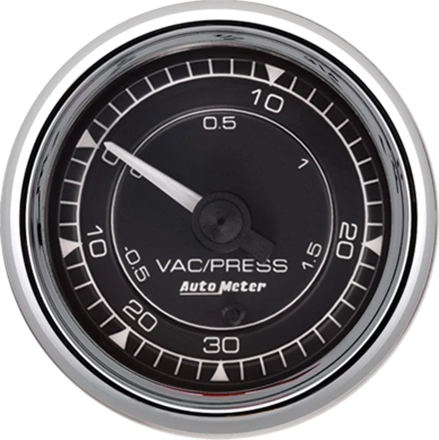 GAUGE; VAC/BOOST; 2 1/16in.; 30INHG-30PSI; MECHANICAL; CHRONO CHROME