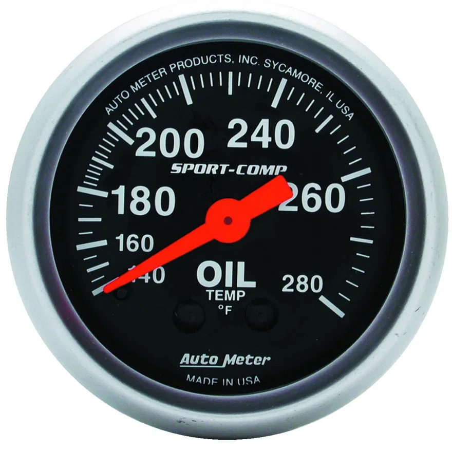 GAUGE; OIL TEMP; 2 1/16in.; 140-280deg.F; MECHANICAL; SPORT-COMP