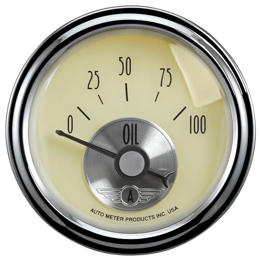 GAUGE; OIL PRESS; 2 1/16in.; 100PSI; ELEC; PRESTIGE ANTQ. IVORY