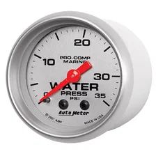 GAUGE; WATER PRESS; 2 1/16in.; 35PSI; MECHANICAL; MARINE SILVER image 2