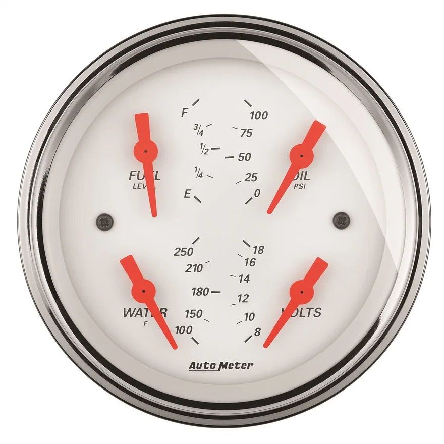 GAUGE; QUAD; 3 3/8in.; 0OE-90OF; ELEC; ARCTIC WHITE