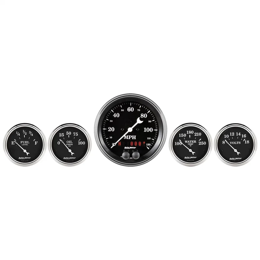 GAUGE KIT; 5 PC.; 3 3/8in./2 1/16in.; GPS SPEEDOMETER; OLD TYME BLACK