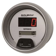GAUGE; SPEEDO; 3 3/8in.; 260MPH/260KM/H; ELEC PROGRAM; DIGITAL; SLVR W/RED LED image 2